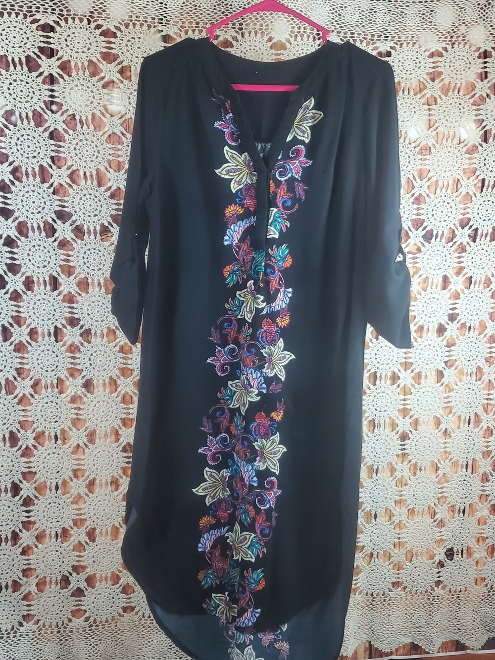 Black Dress with Multicolor Floral Print